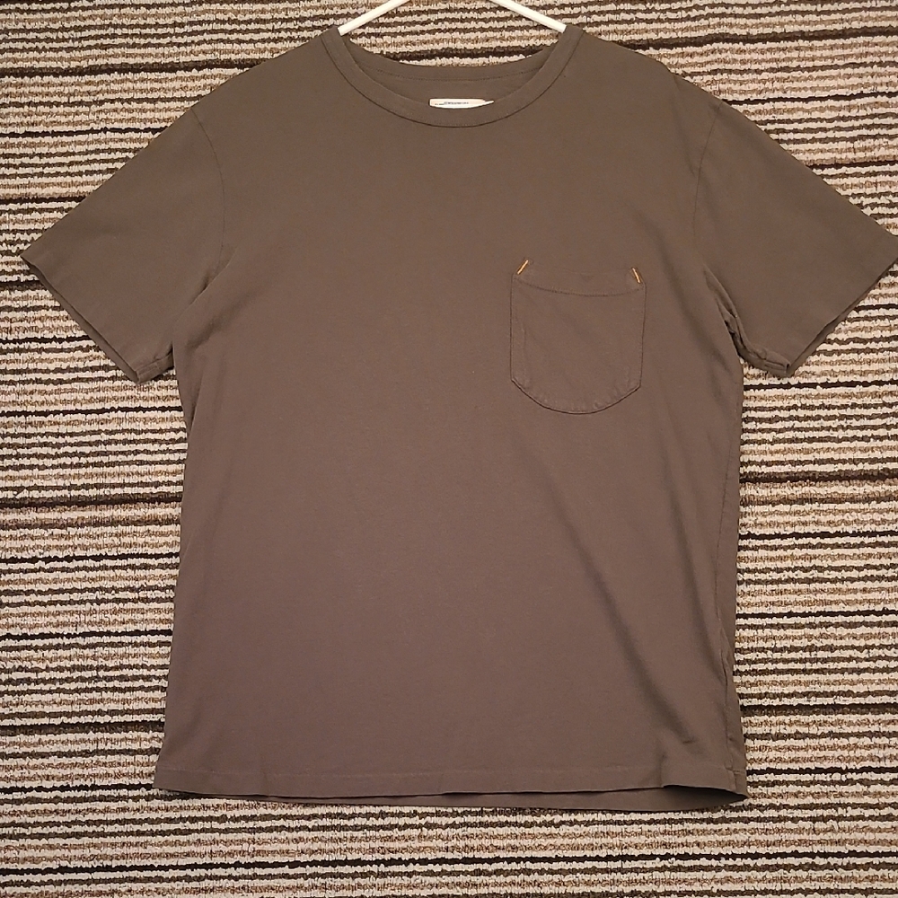 FREENOTE‎ Sportswear Dark Green Solid Cotton Large Mens Short Sleeve T Shirt